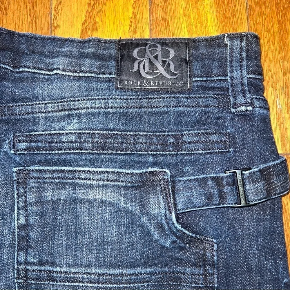 Rock & Republic Groupie Dark Wash Denim Mini Skirt Size 12 - Picture 8 of 9